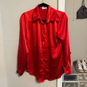Princess Polly Red Satin Dress Shirt